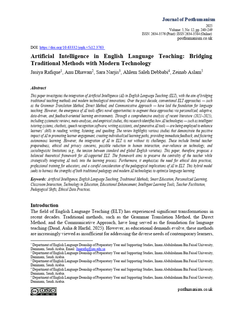 Artificial Intelligence in English Language Teachi | PDF