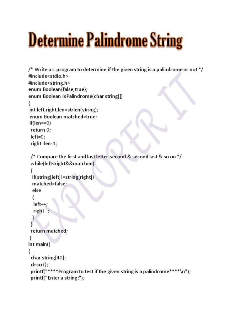 Determine Palindrome String | PDF