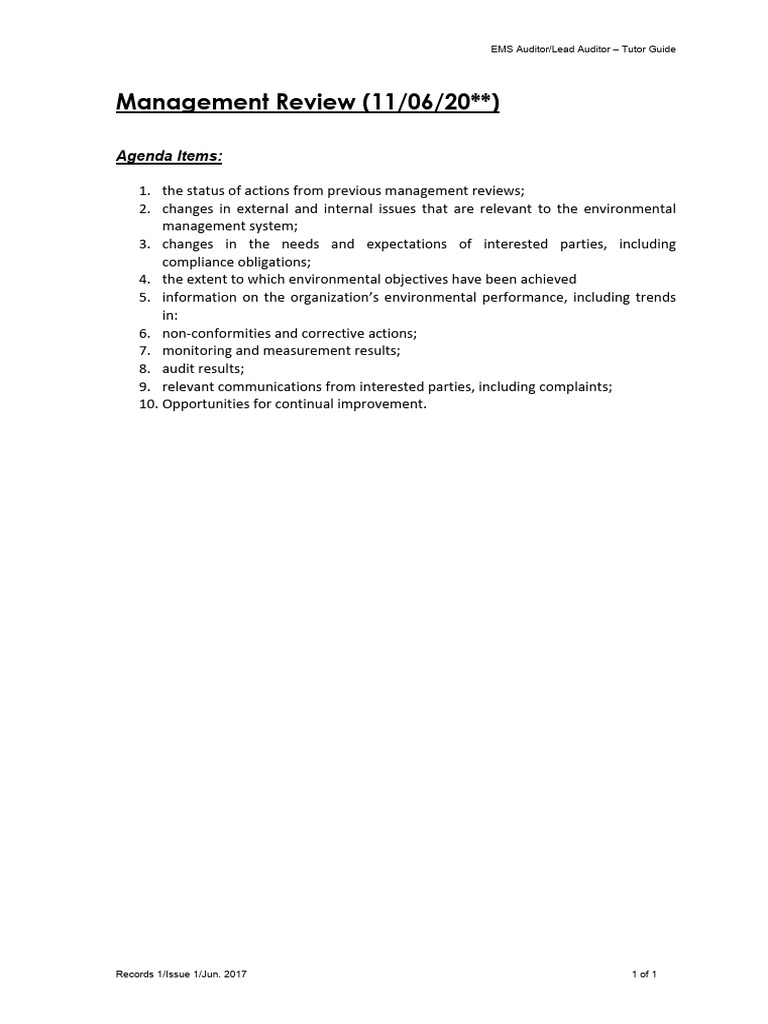 Record 01 Management Review | PDF