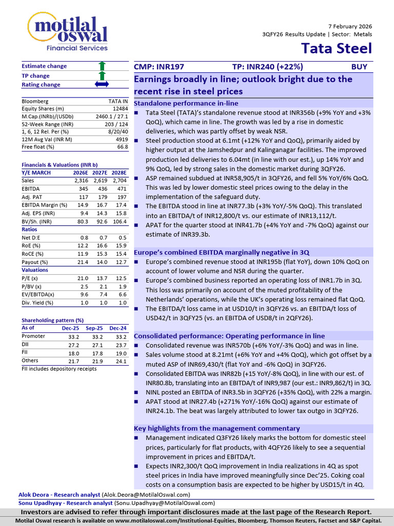 Tata Steel | PDF | Steel | Financial Accounting