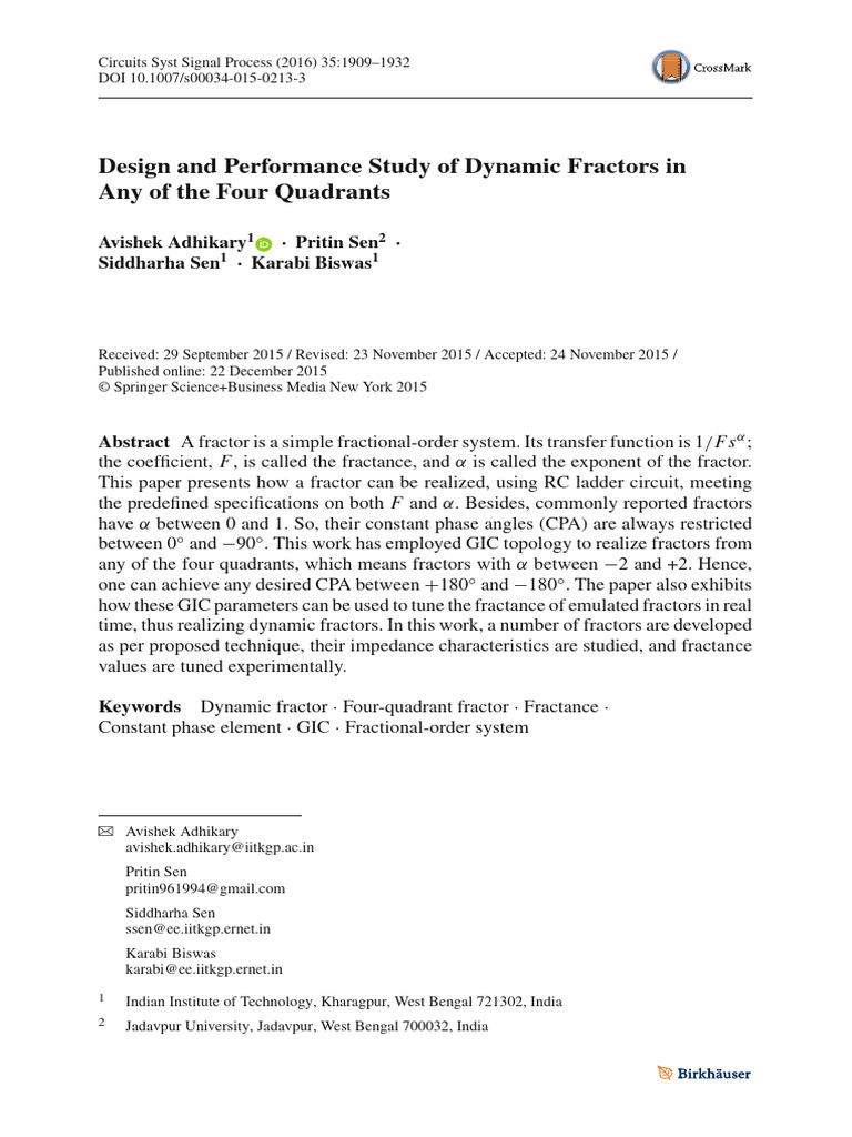 Dynamic Fractor in Four Quadrant | PDF | Electrical Impedance ...