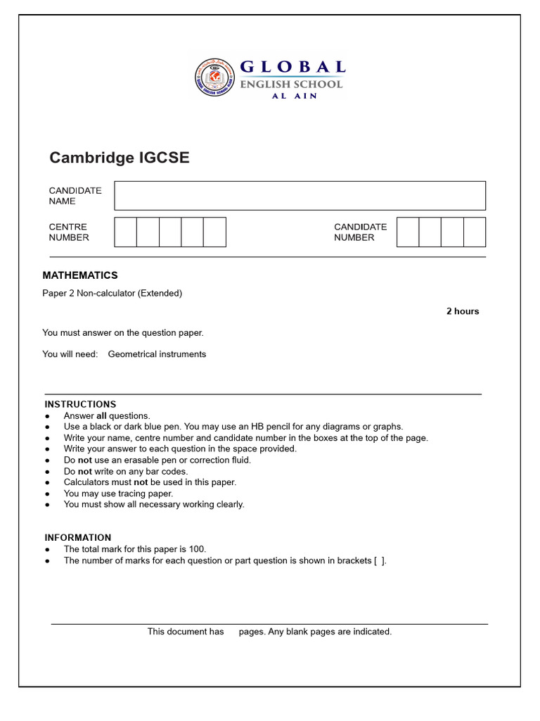 Mock Exam Paper 2 Extended -2025 | PDF