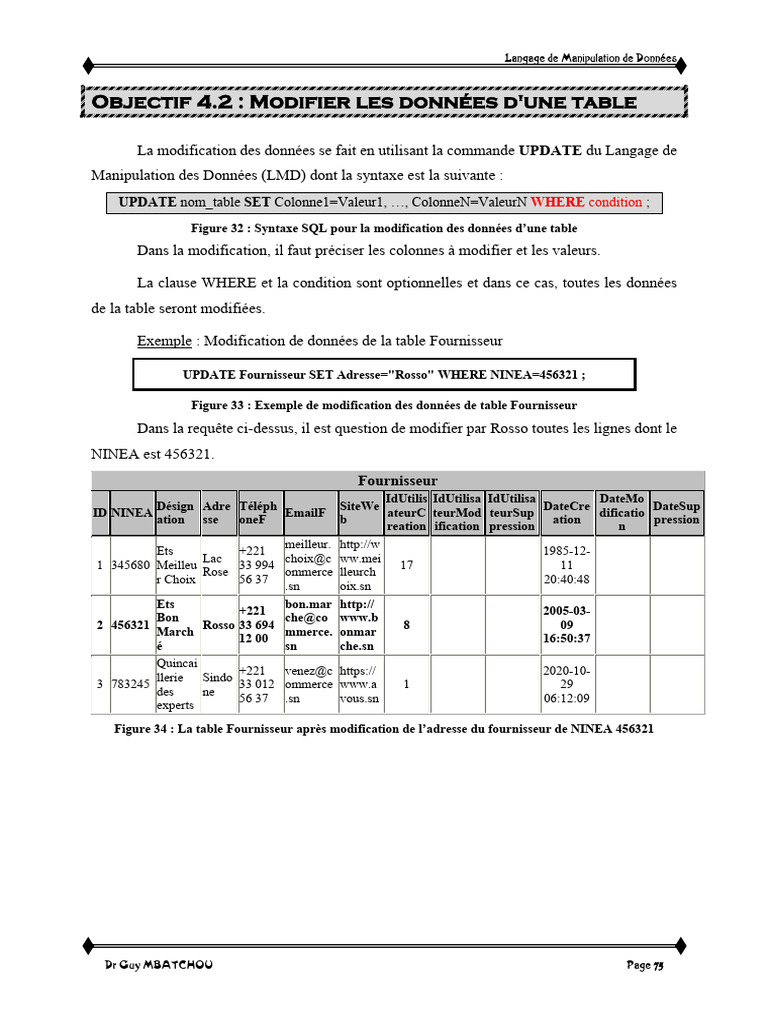 Objectif 4.2 - Modifier Les Données Dune Table | PDF | Recherche d ...