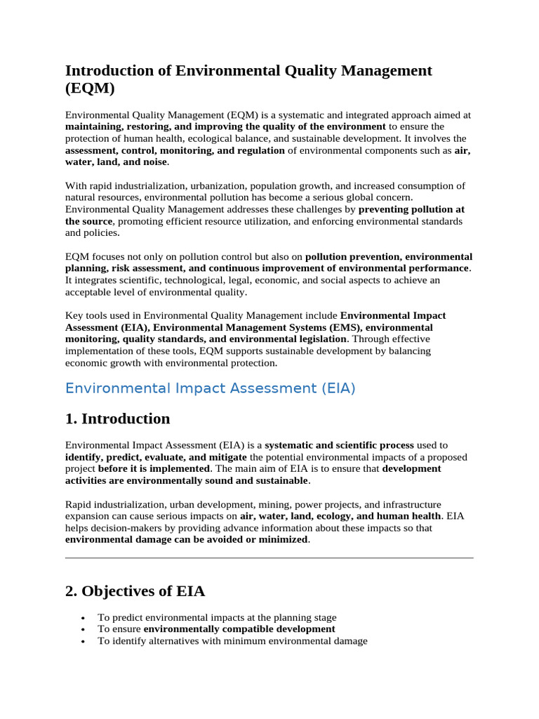 Env Quality Management | PDF | Environmental Impact Assessment | Audit