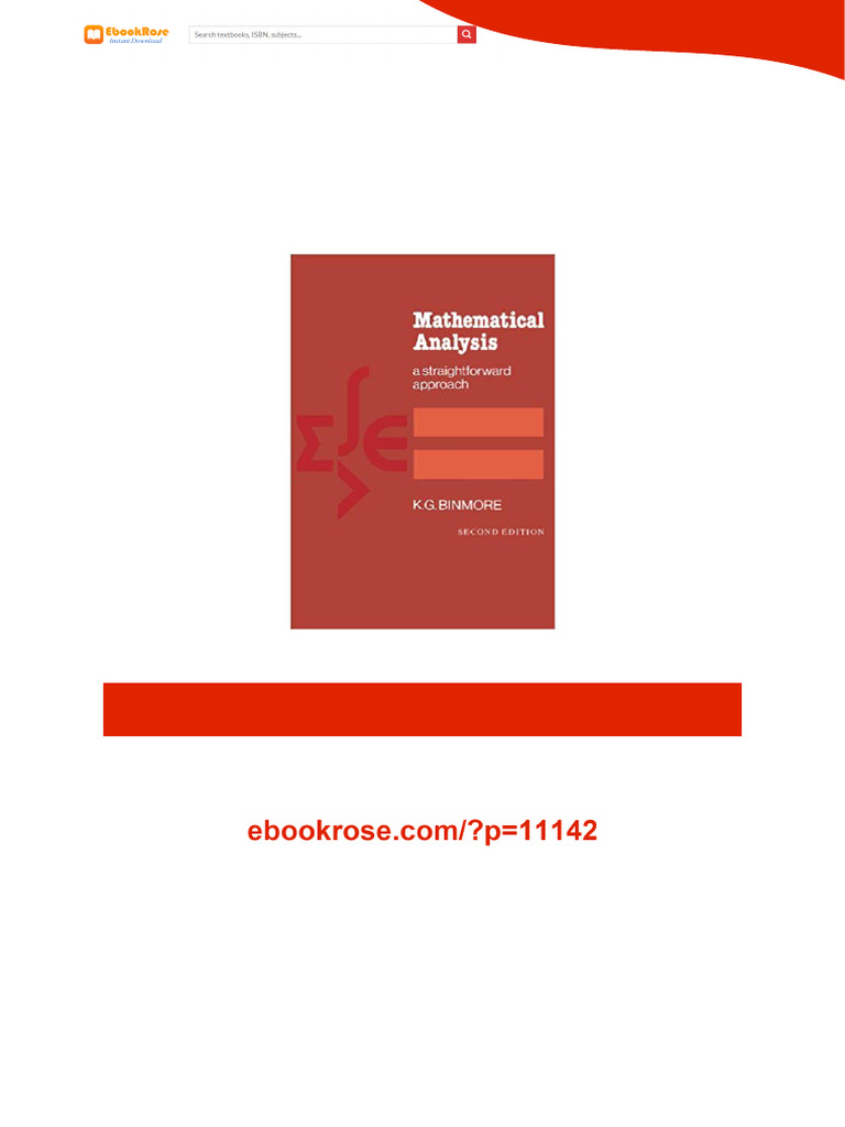 Mathematical Analysis: A Straightforward Approach 2nd Edition Complete ...