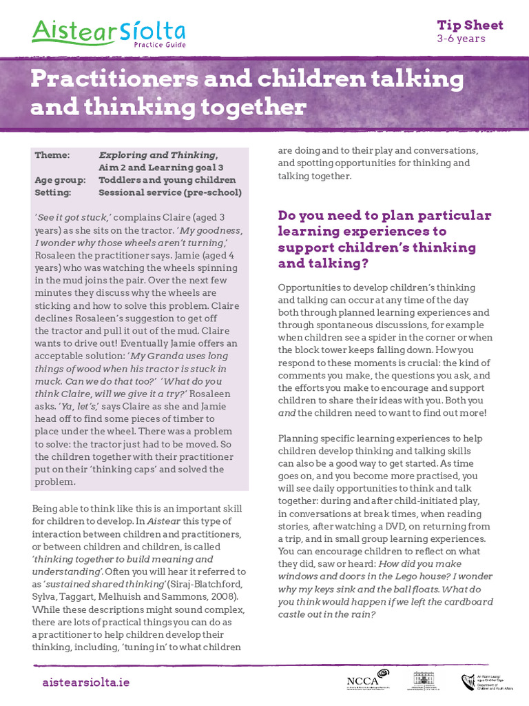 Practitioners and Children Talking and Thinking Together 3 6 Years ...