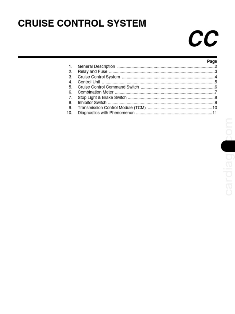 70-2019 Legacy Outback – Cruise Control System | PDF | Electrical ...