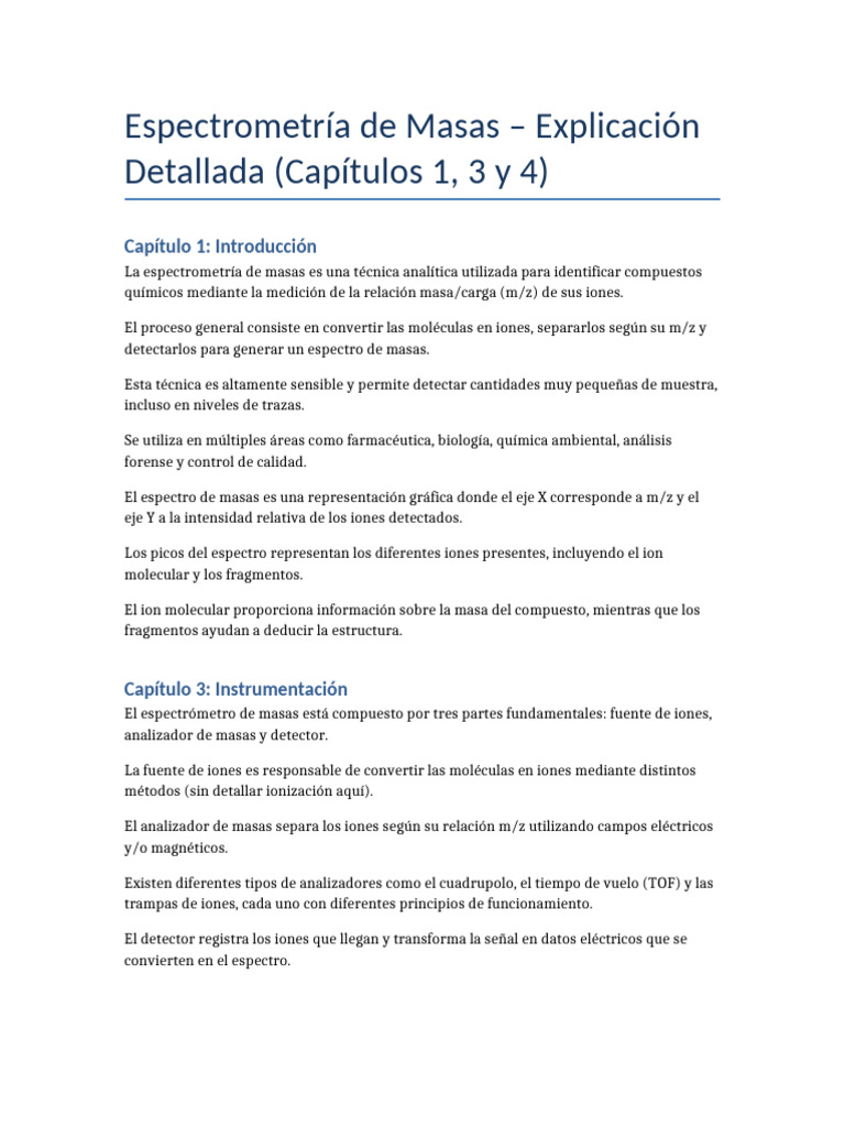 espectrometria_detallado | PDF | Espectrometría de masas | Espectrómetro