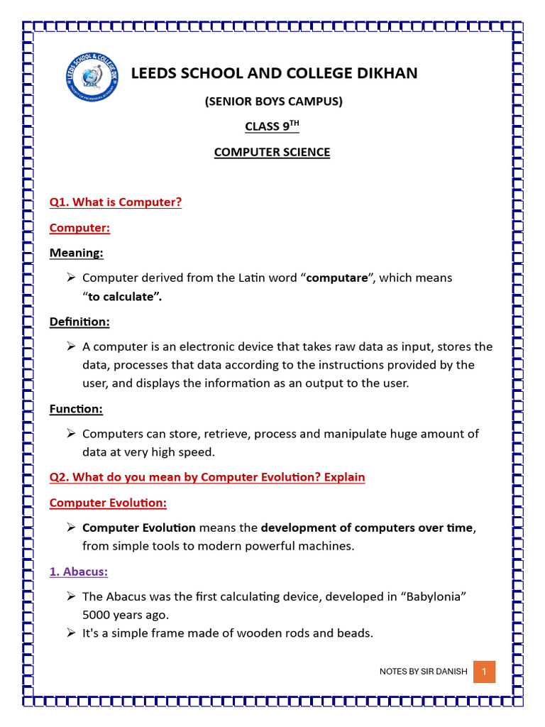 Chapter 1 notes upto computer generations | PDF | Integrated Circuit ...