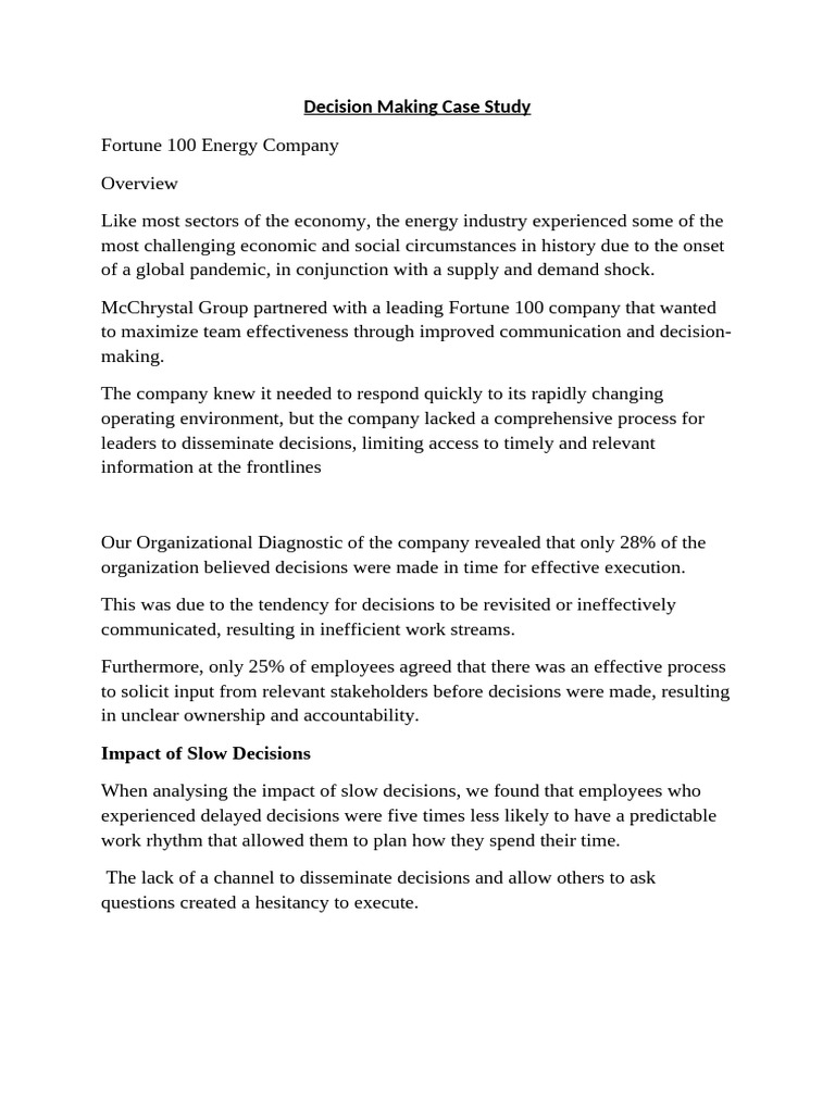 Decision Making Case Study | PDF