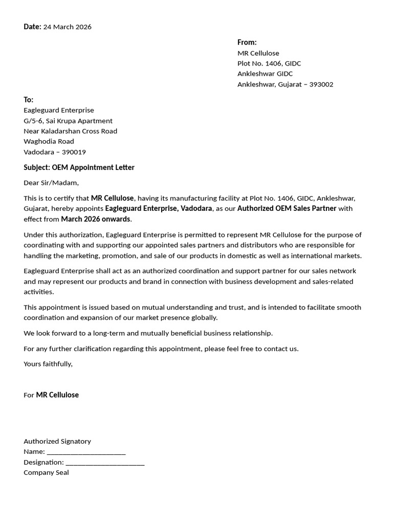 Oem Letter | PDF