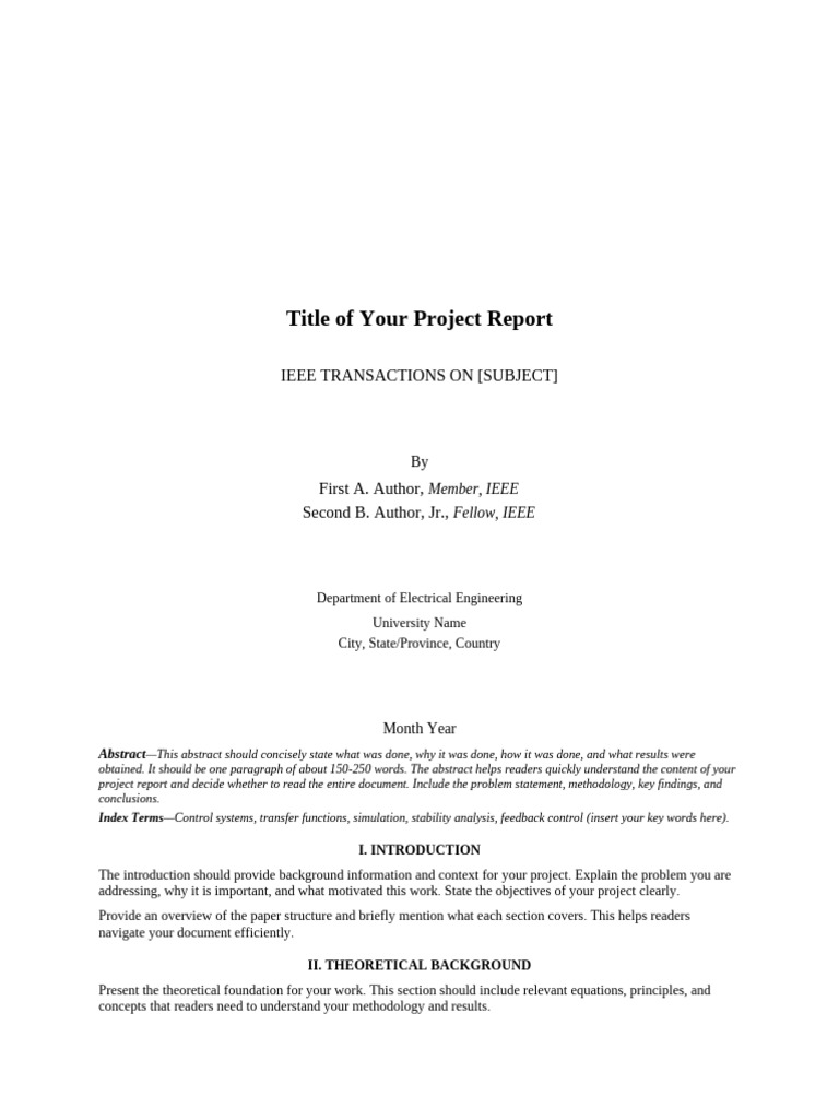 IEEE Project Report Template | PDF | Simulation | Control Theory