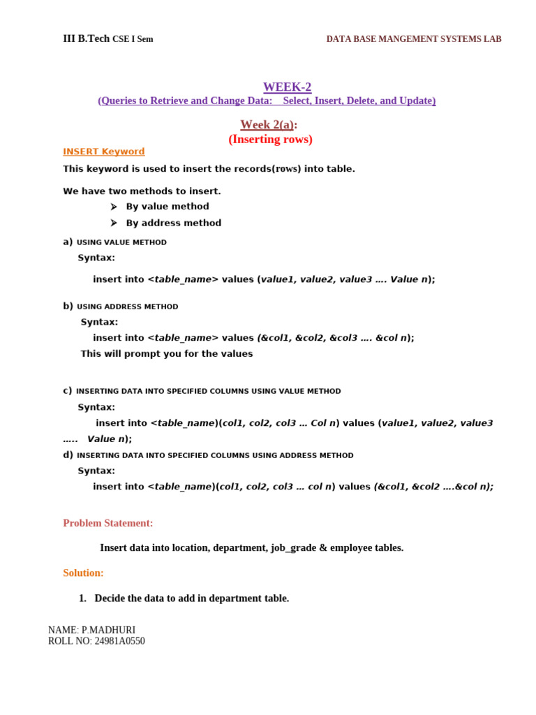 WEEK-2 | PDF | Data Management | Databases
