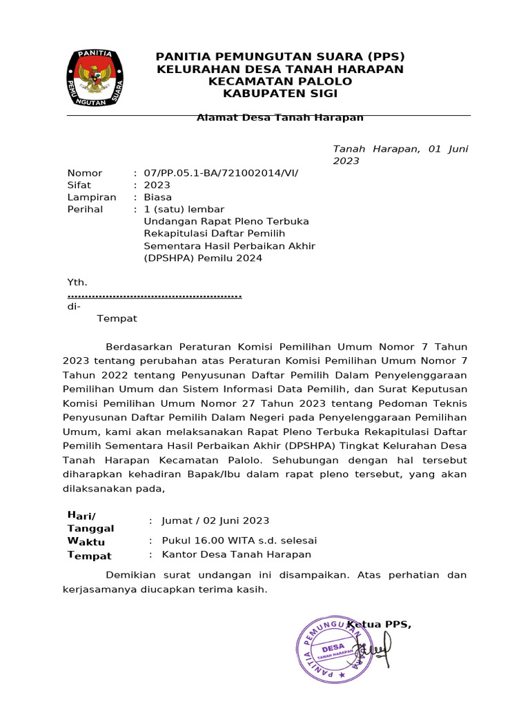 FIX Draft Undangan DPs HP PPS | PDF