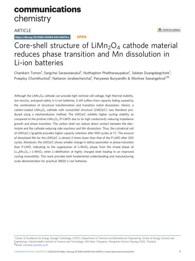 Core-shell structure of LMO cathode | PDF | Lithium Ion Battery ...