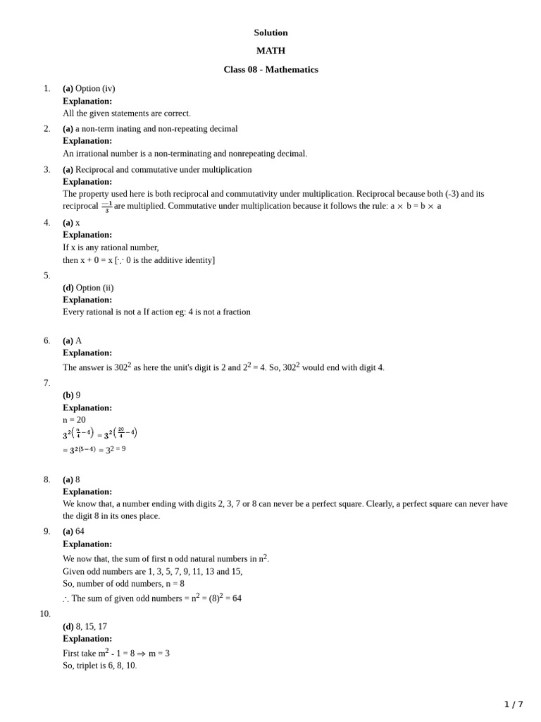 Answer Key | PDF | Numbers | Subtraction