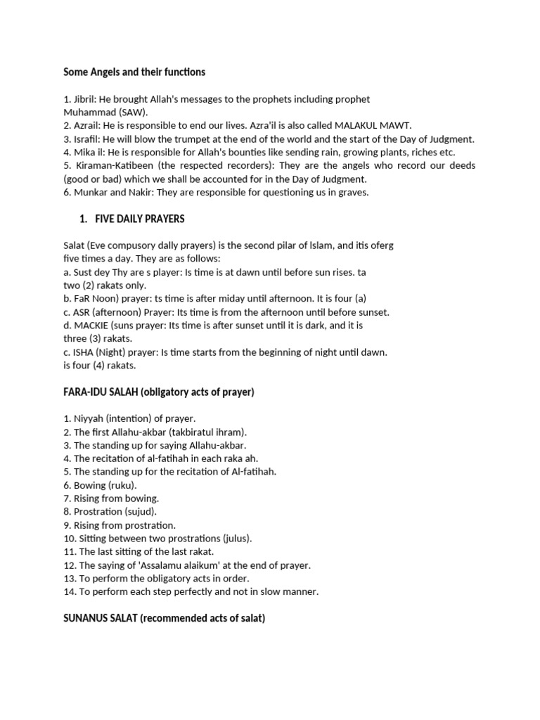 Some Angels and Their Functions | PDF | Abrahamic Religions | Prayer