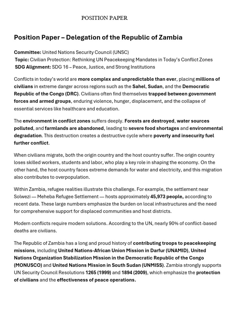 UNSC Position Paper | PDF | United Nations Security Council | Peacekeeping