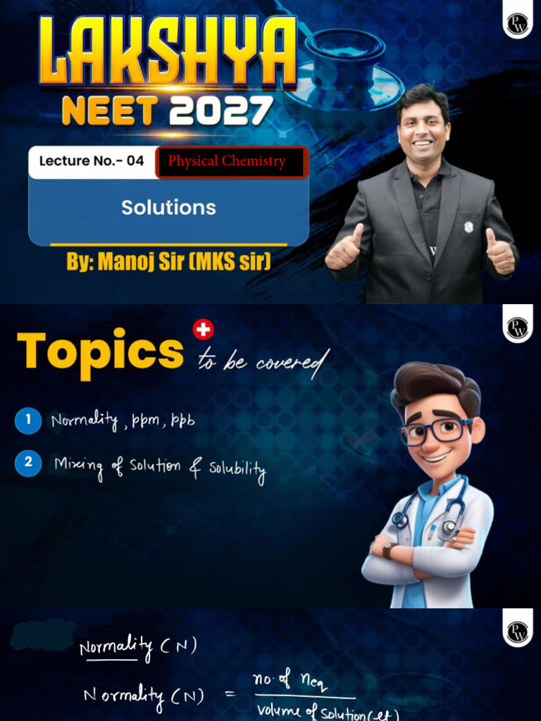 Solutions 04 Class Notes Physical Chemistry by Manoj Kumar | PDF
