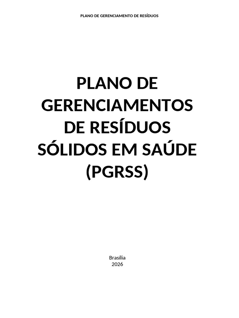 Plano de Gerenciamento de Resíduos de Saúde (Pgrss) (1) | PDF | Desperdício