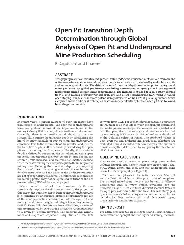Open Pit Transition Depth | PDF | Mining | Net Present Value