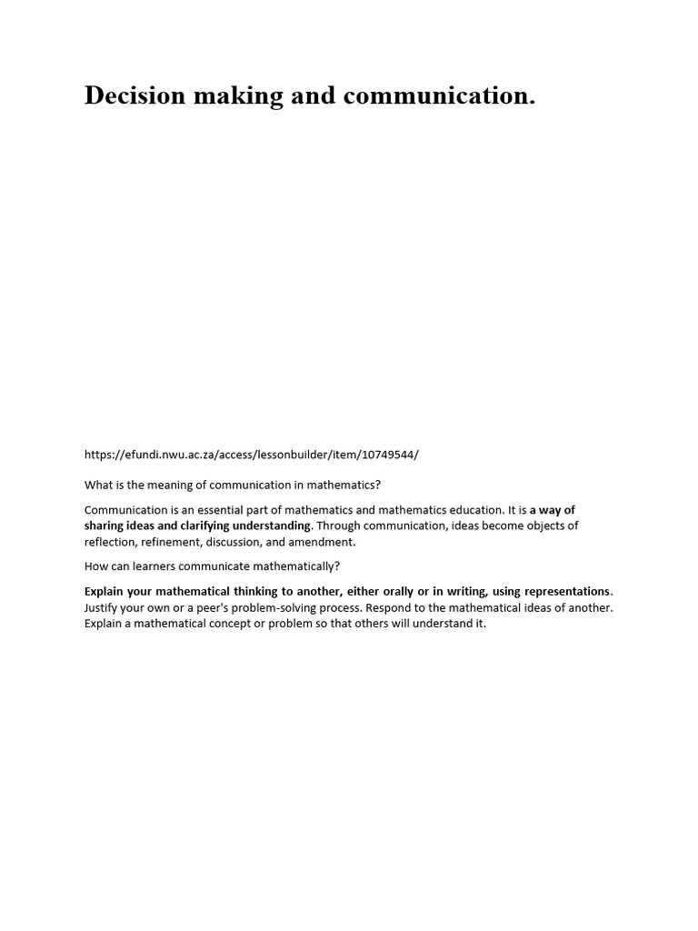 Decision Making and Communication | PDF