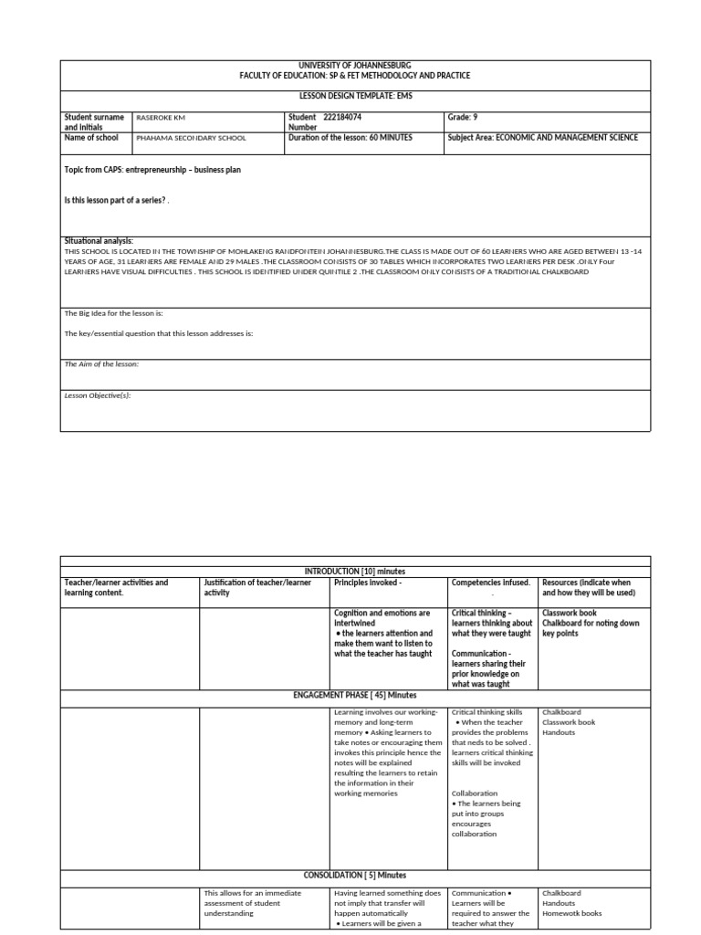 Ems Wil 2 Lesson Plan 2 | PDF | Learning | Critical Thinking