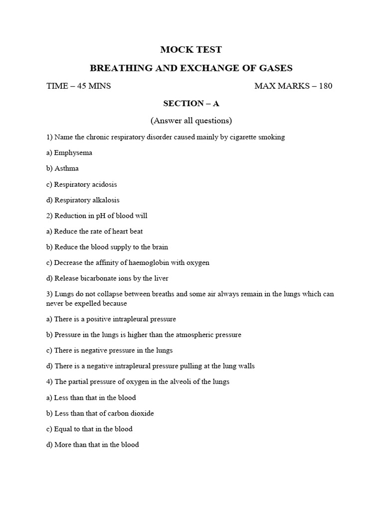 Breathing and Exchange of Gases | PDF | Breathing | Respiratory System