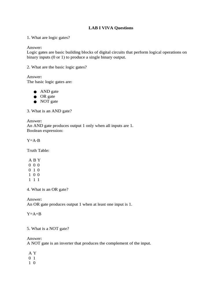 Lab 1 Deld Viva Questions | PDF