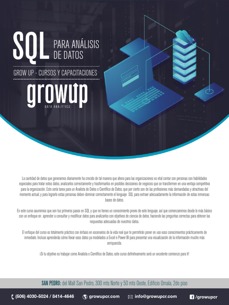 Flyer SQL Para Análisis de Datos | PDF | SQL | Gestión de tecnología de ...