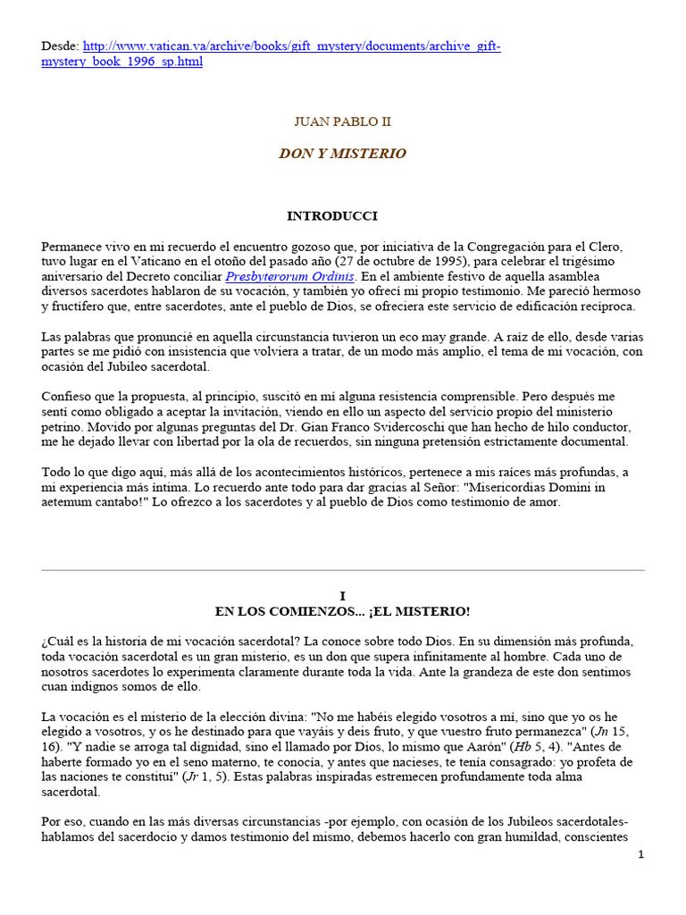 San Juan Pablo II Don y Misterio | PDF | María, madre de Jesús | Sacerdote