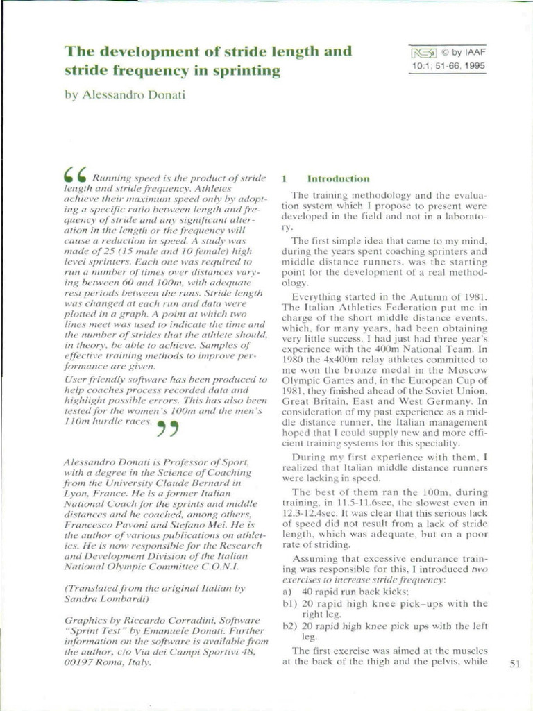 The Development of Stride Length and Stride f | PDF | Sport Of Athletics