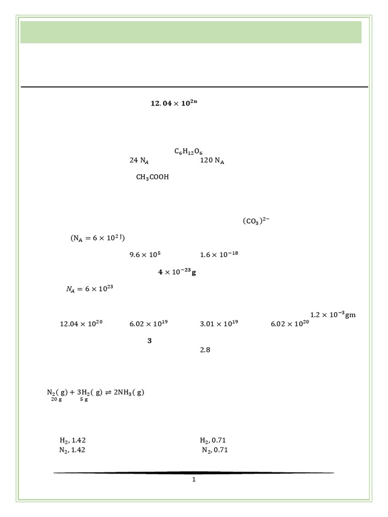 Refresher Batch Chemistry l1 | PDF | Mole (Unit) | Concentration