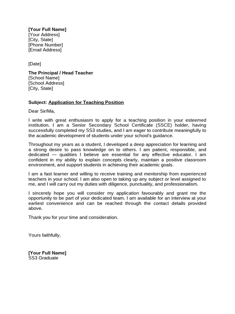 Application Letter Teaching | PDF