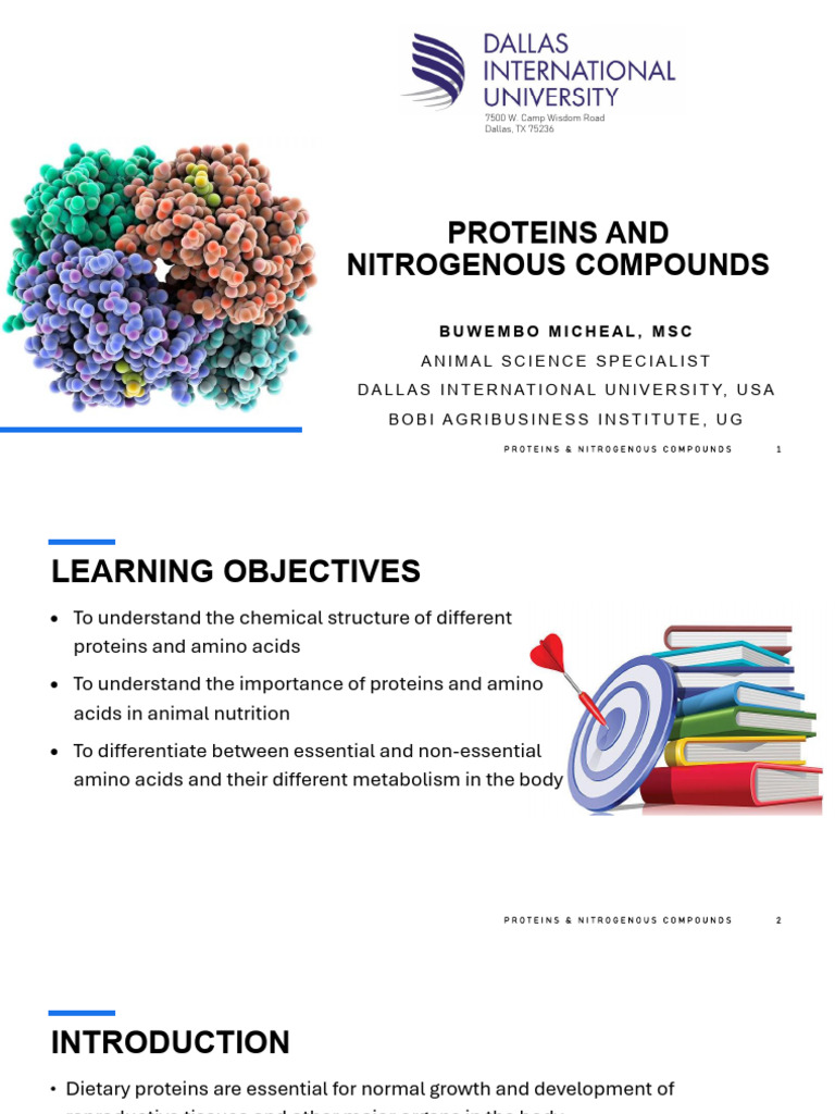 Lesson 4 Proteins and Nitrogenous Compounds | PDF | Proteins | Amino Acid