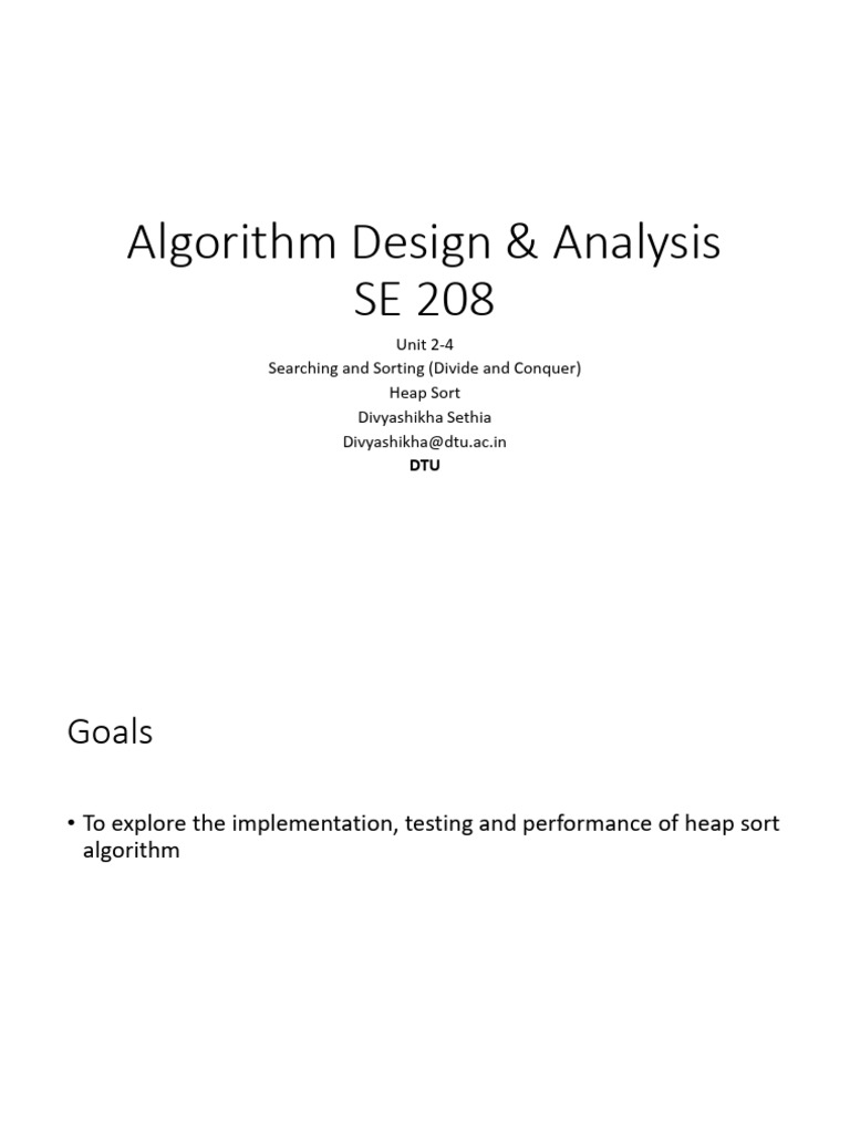 Unit2 4DivideConquerheap Sort | PDF | Computing | Applied Mathematics