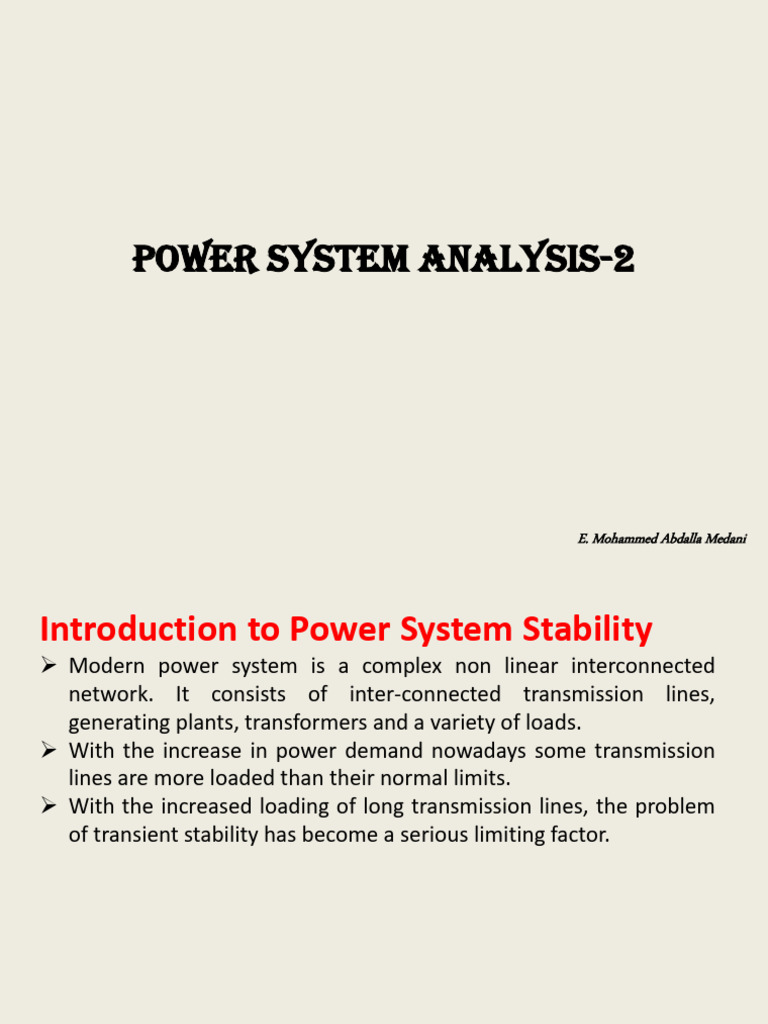 Power System Analysis-2 | PDF | Steady State | Electric Generator