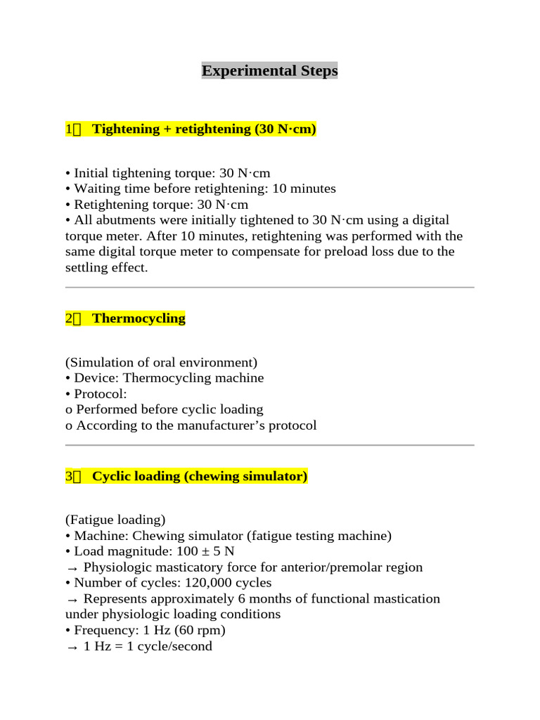 Experimental Steps | PDF
