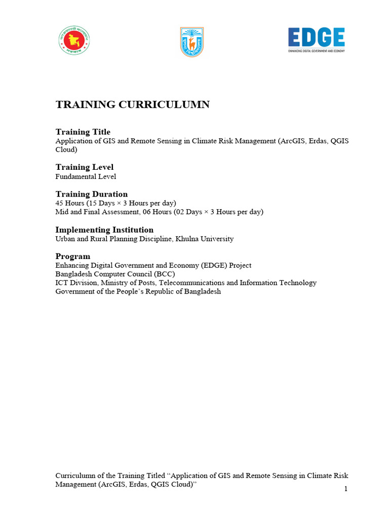 Training Curriculumn | PDF | Geographic Information System | Arc Gis