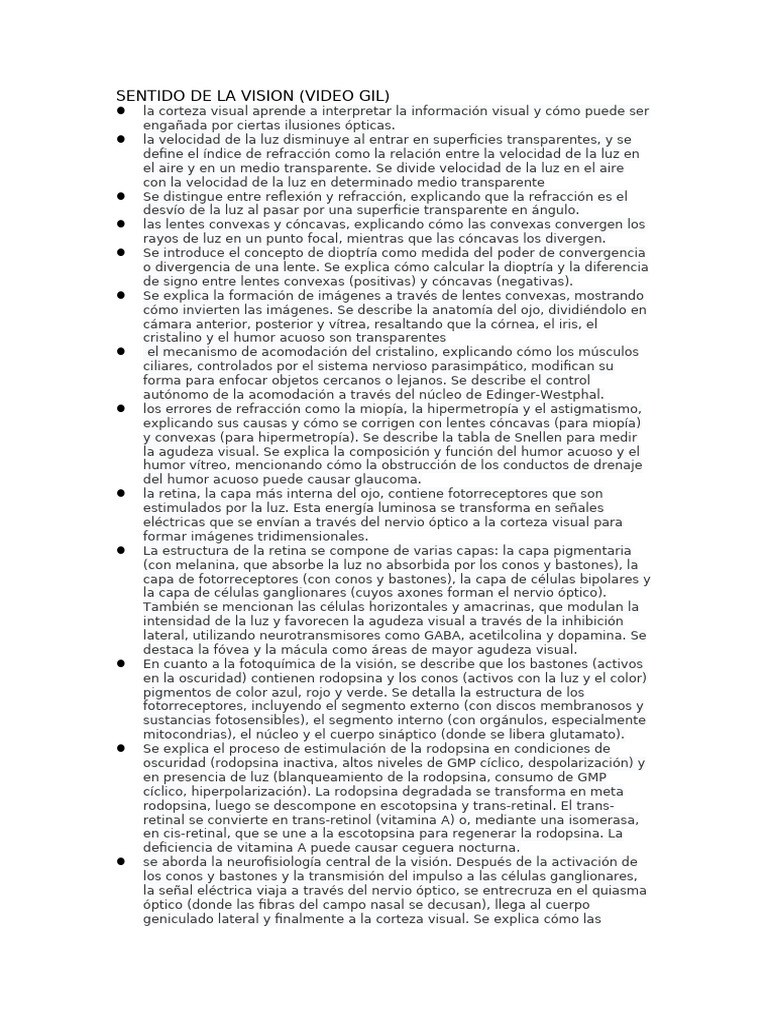 Sentido de La Vision | PDF | Ojo humano | Percepción visual