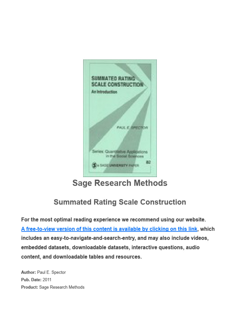 Summated Rating Scale Construction | PDF | Variance