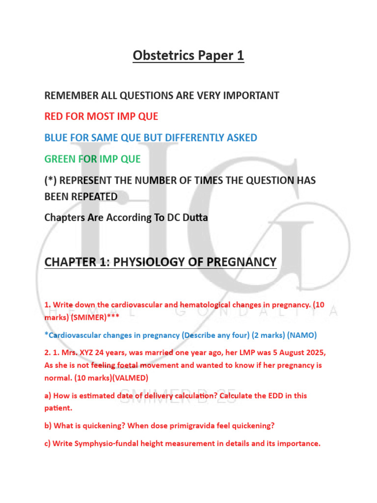 Obstetrics Paper 1 Prelim Compilation by H.G!! | PDF | Childbirth ...