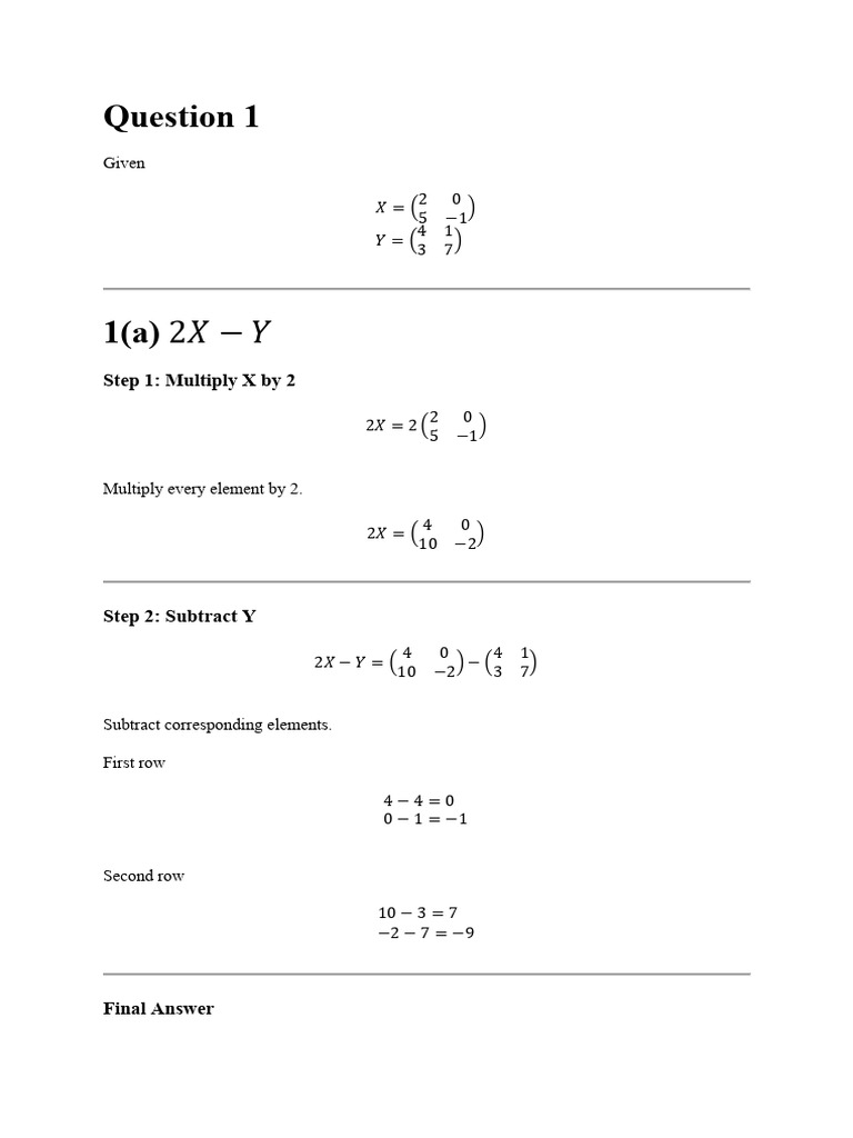 Answers to Matrix i | PDF | Determinant | Matrix (Mathematics)