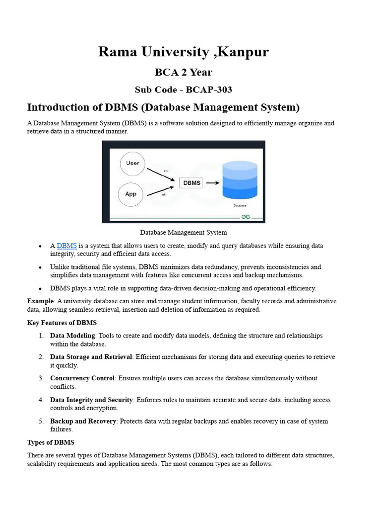 Unit 1 Introduction to Database Management System | PDF | Databases ...