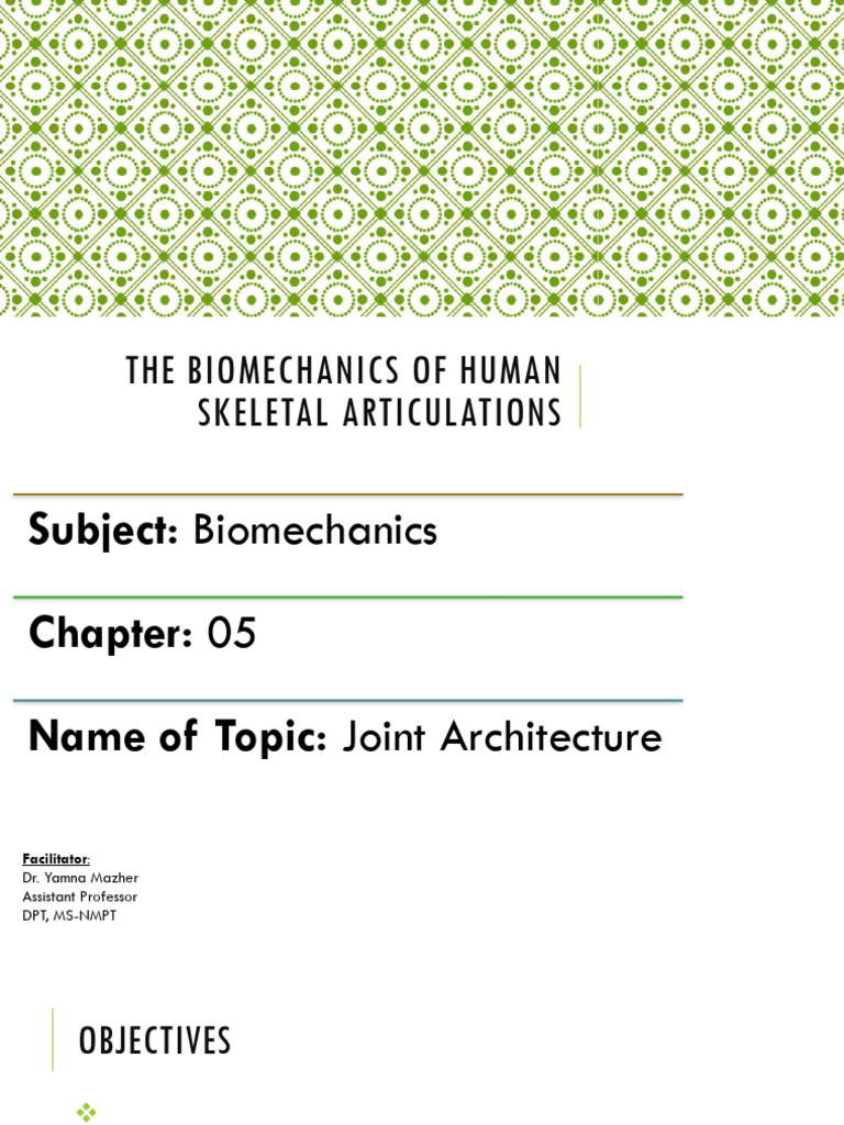 Biomechanics I Ch 5 Lec 1 | PDF | Joint | Anatomical Terms Of Motion