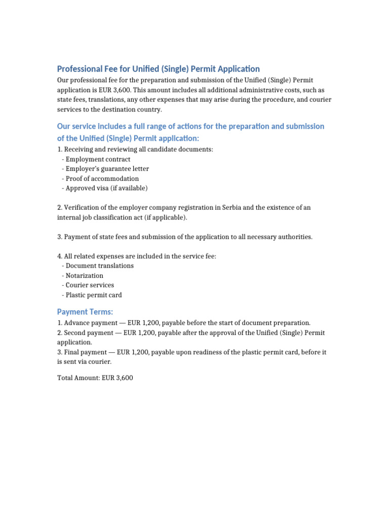 Unified Permit Fee Details | PDF