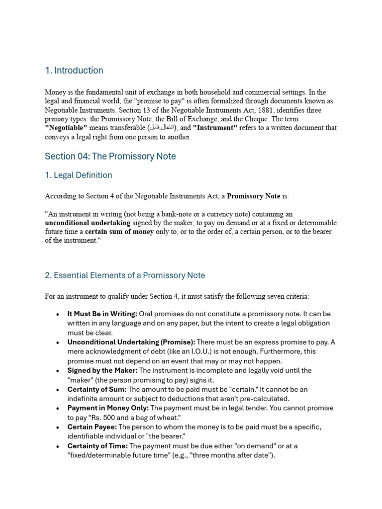 Promissory Note With Reference of Case Law | PDF | Negotiable ...