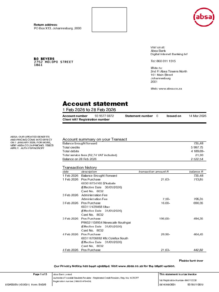 Statement | PDF | Debit Card | Point Of Sale