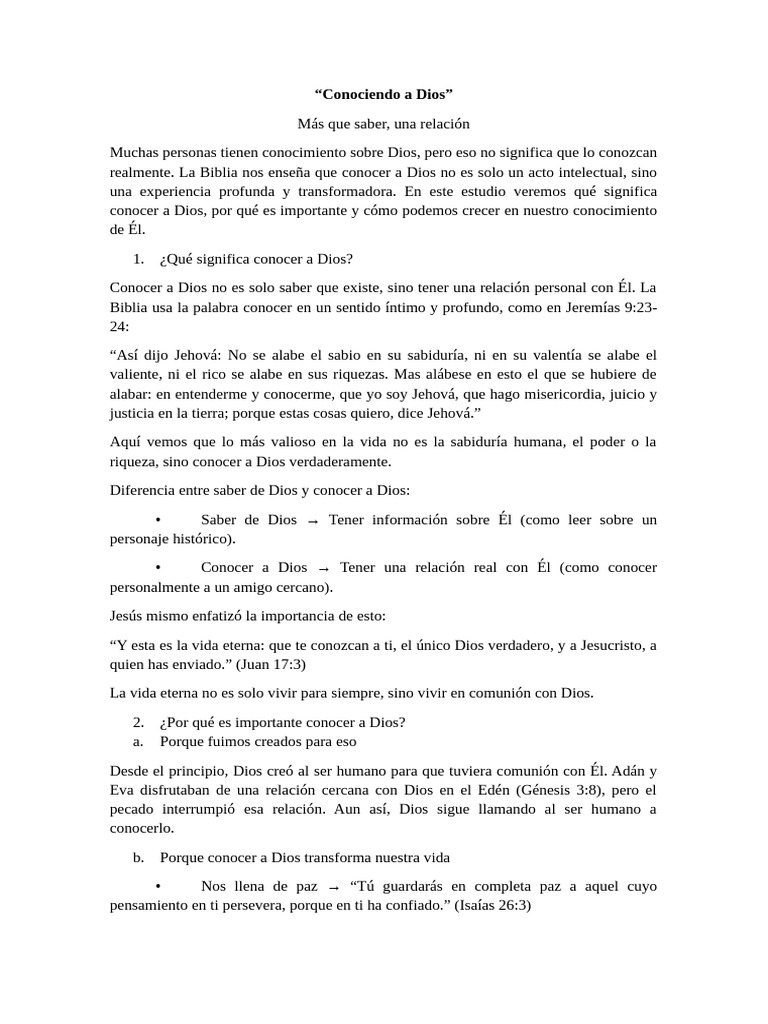 Conociendo a Dios | PDF | eucaristía | Oración