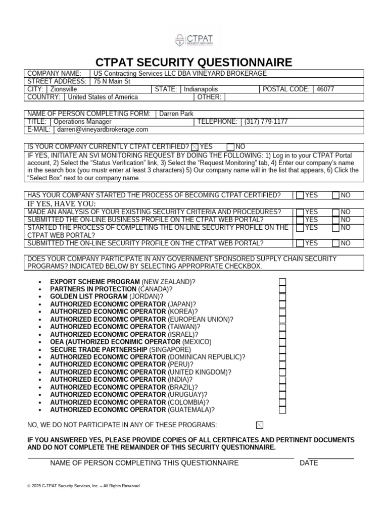 Security Questionnaire + Partner Agreement | PDF | Truck Driver ...